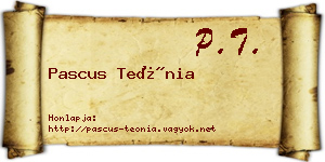 Pascus Teónia névjegykártya